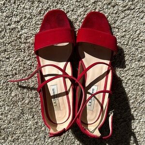 LK Bennett red suede sandals